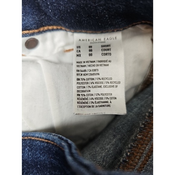 American Eagle Kick Boot Jeans Size 00 Short 25x29 Blue Stretch Bootcut - Picture 6 of 9